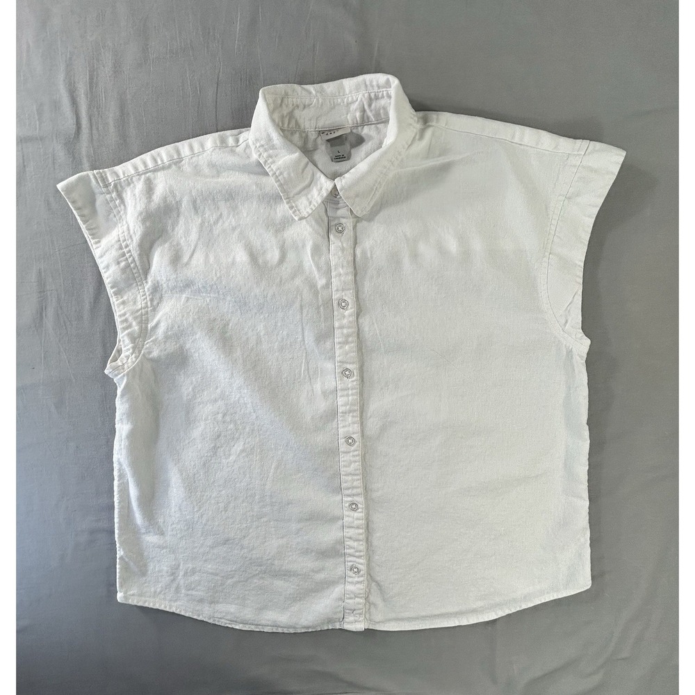 A New Day women's cap sleeve button-front collared Shirt Large